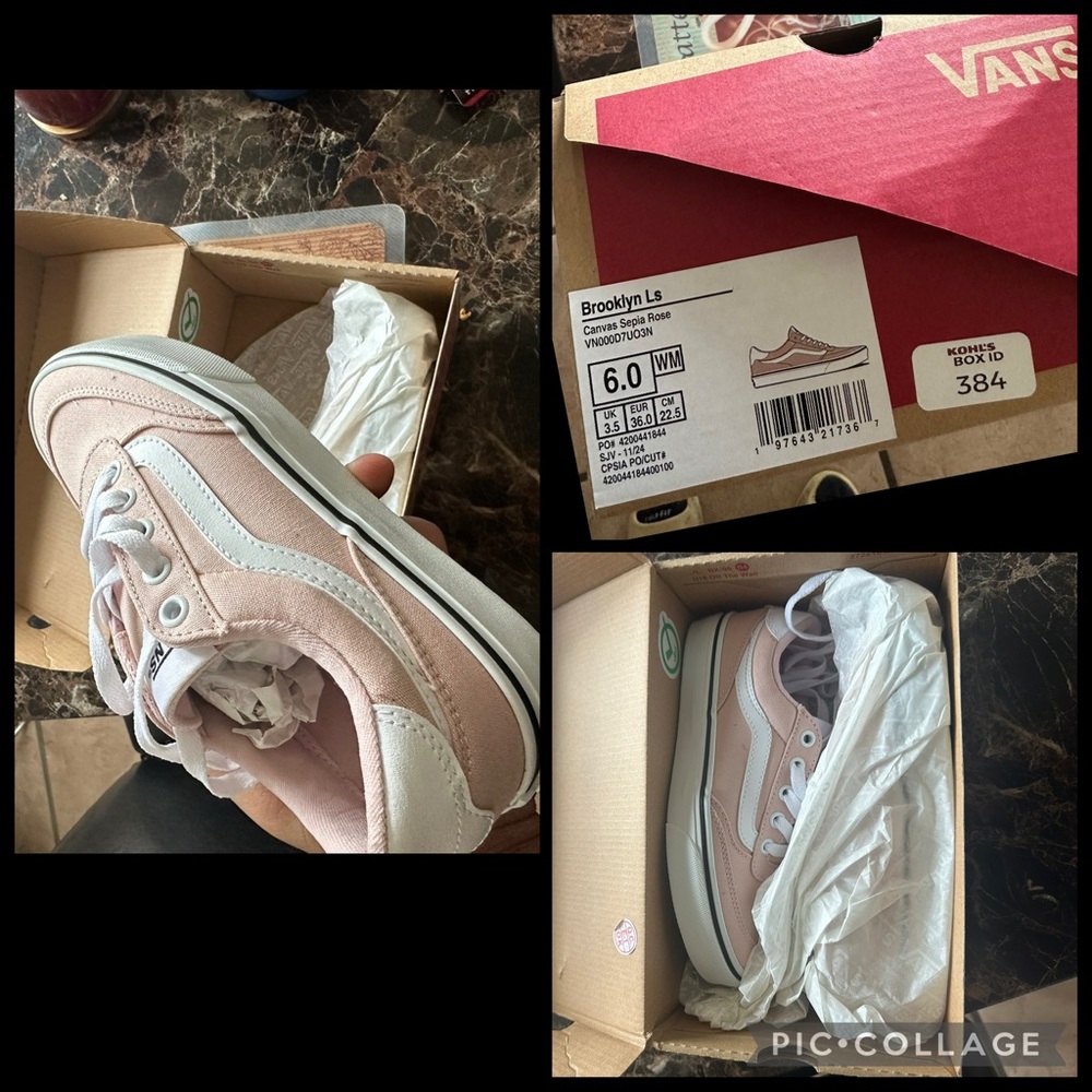 Vans Kids Pink and White Brooklyn Ls Skate Sneakers